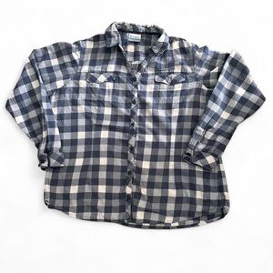 Columbia Sportswear grey plaid button up shirt cotton flannel